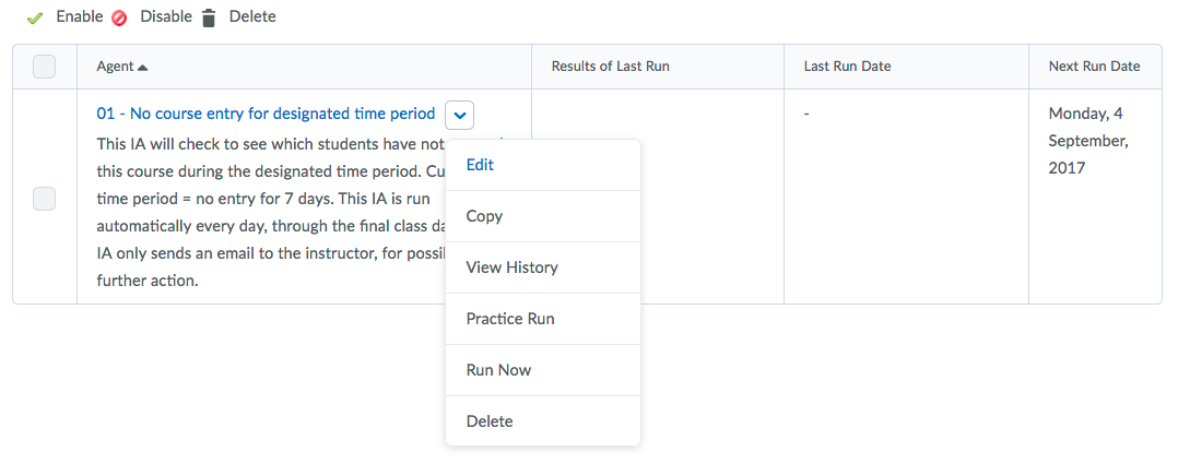 Intelligent Agents - Getting Started - Agent Settings