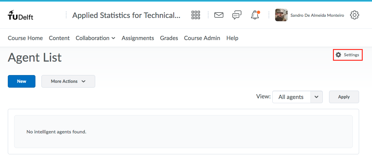 Intelligent Agents -Settings